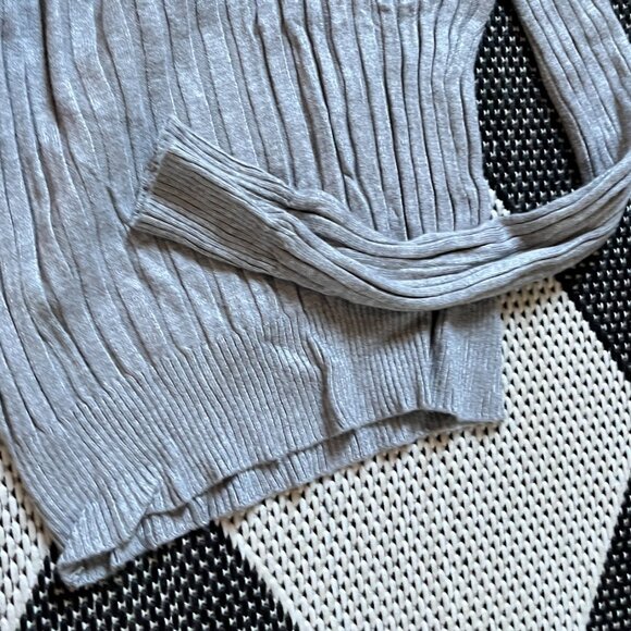 Ribbed Rollneck Sweater in Heather Gray - Long Sleeve Turtleneck Top - Picture 4 of 6